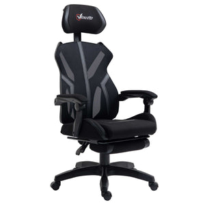 Ergonomic gaming chair with footrest, black