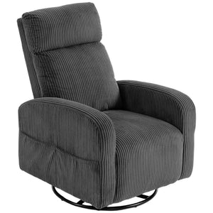 Dark grey corduroy swivel armchair