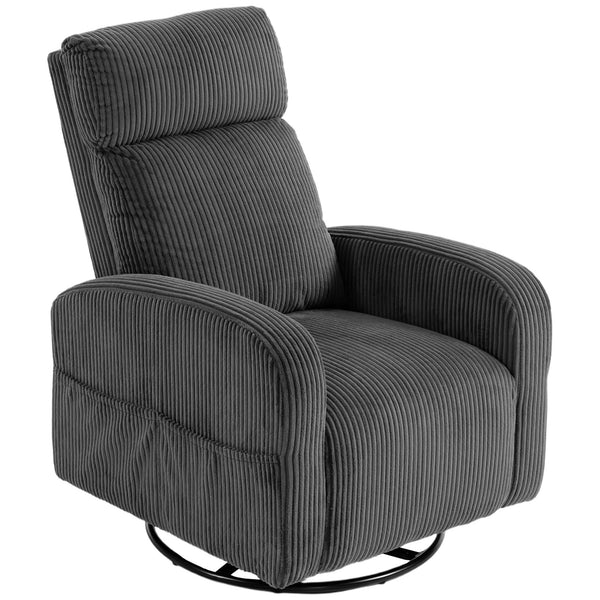 Dark grey corduroy swivel armchair