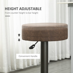 Set of 2 modern bar stools in faux leather, brown