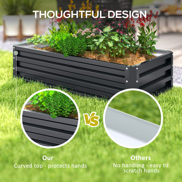Galvanized raised planter, grey
