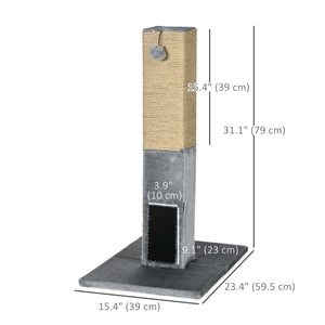 79cm High Cat Tree with Hanging Balls, Grooming Brushes and Stable Base, Grey