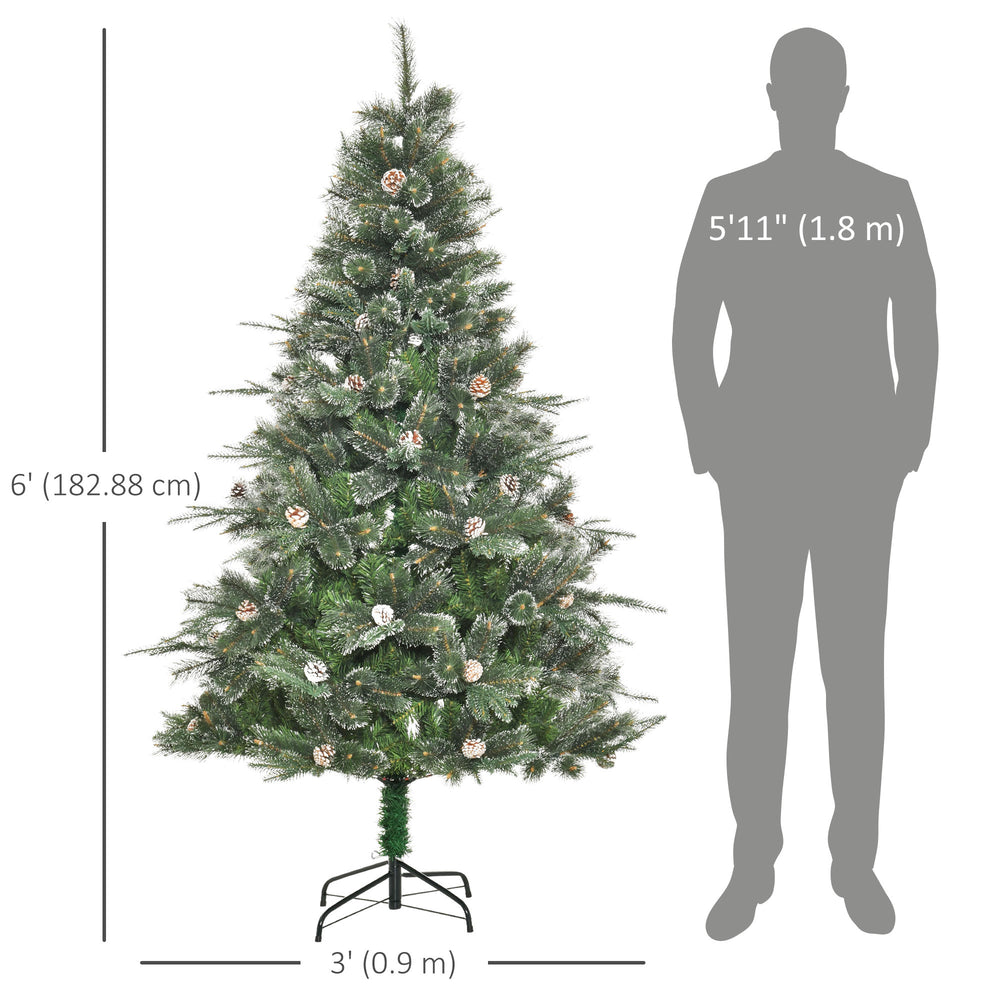 6ft Artificial Christmas Tree with Automatic Opener and Pine Cone
