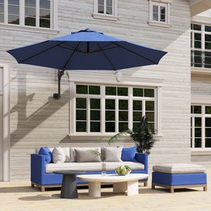 9.6 x 9.6 ft Wall Mounted Umbrella with Crank, Dark Blue
