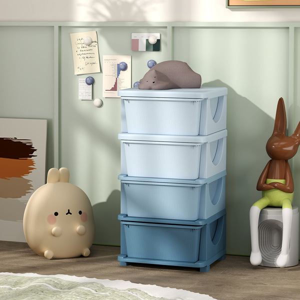 4-Tier Organizer with 4 Plastic Drawers, Blue