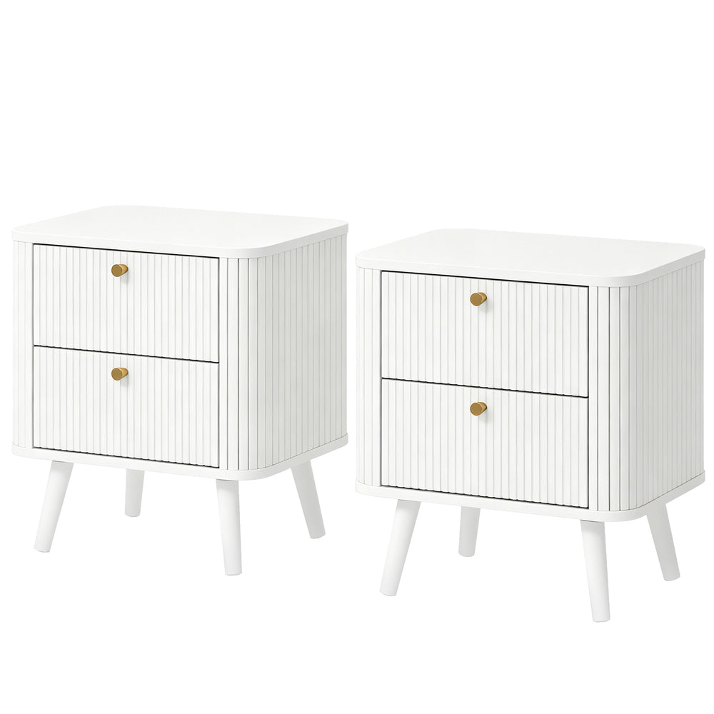 White 2-drawer nightstands, set of 2