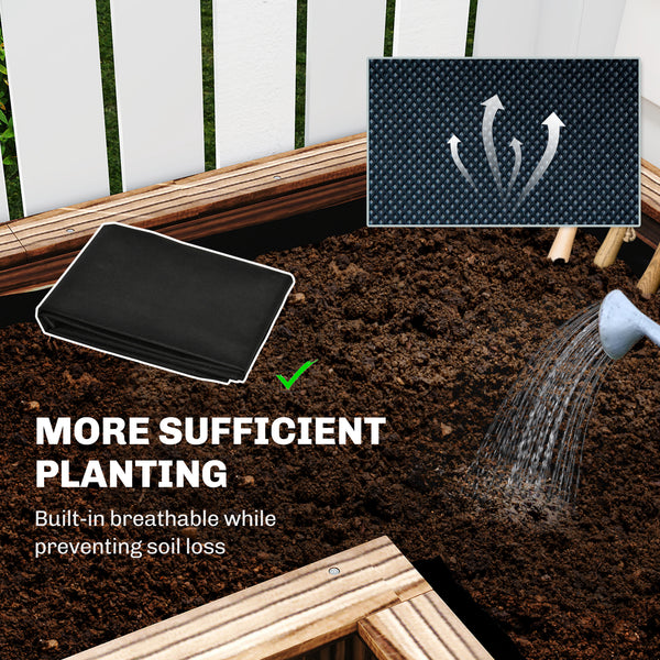 L-shaped raised wooden planter