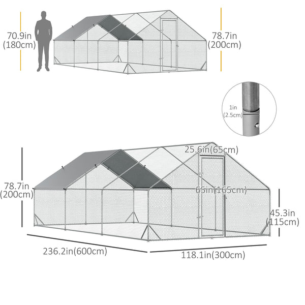 Outdoor chicken coop with shelter and lockable door