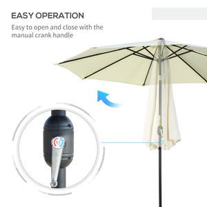10-foot round parasol with crank, tiltable, beige 