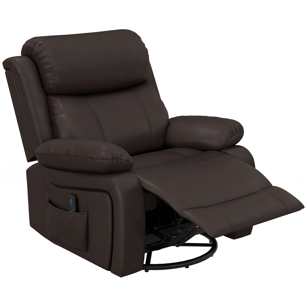 Faux Leather Recliner Chair with Vibration Massage, Brown
