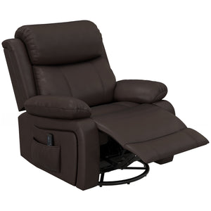 Faux Leather Recliner Chair with Vibration Massage, Brown