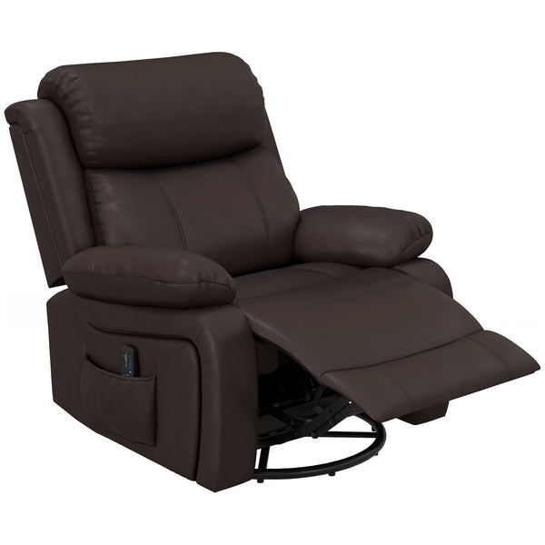 Faux Leather Recliner Chair with Vibration Massage, Brown