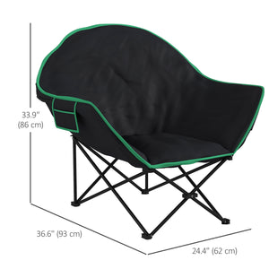 Folding padded saucer-shaped camping chair