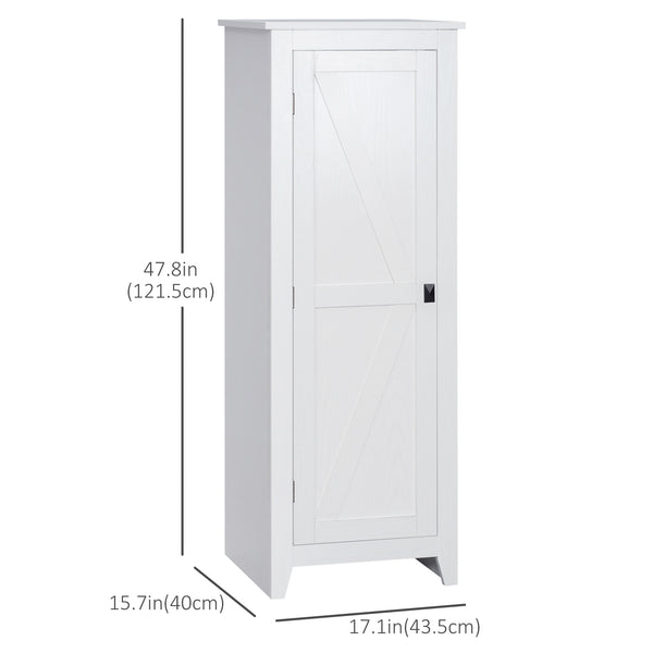 Storage unit with barn door and adjustable shelves, white