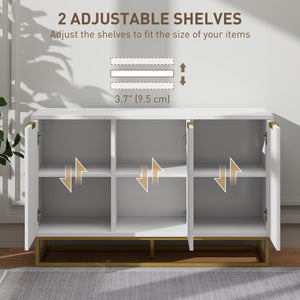 Storage sideboard with 3 doors and adjustable shelves, white