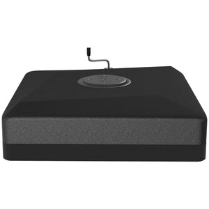 Offset parasol base with lifting wheel 