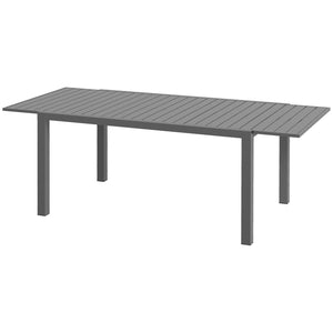 Extendable aluminum outdoor dining table for 6 to 8 people, anthracite gray