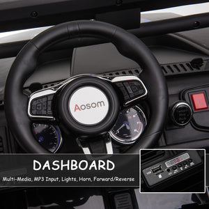 12V 2-seater police truck with parental remote control, black