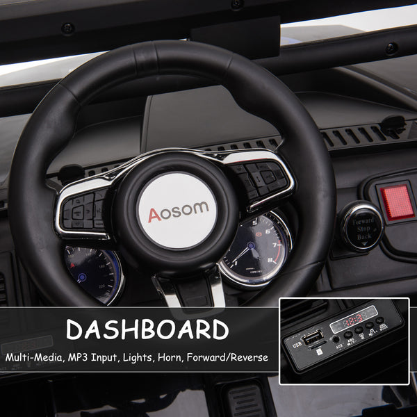 12V 2-seater police truck with parental remote control, black