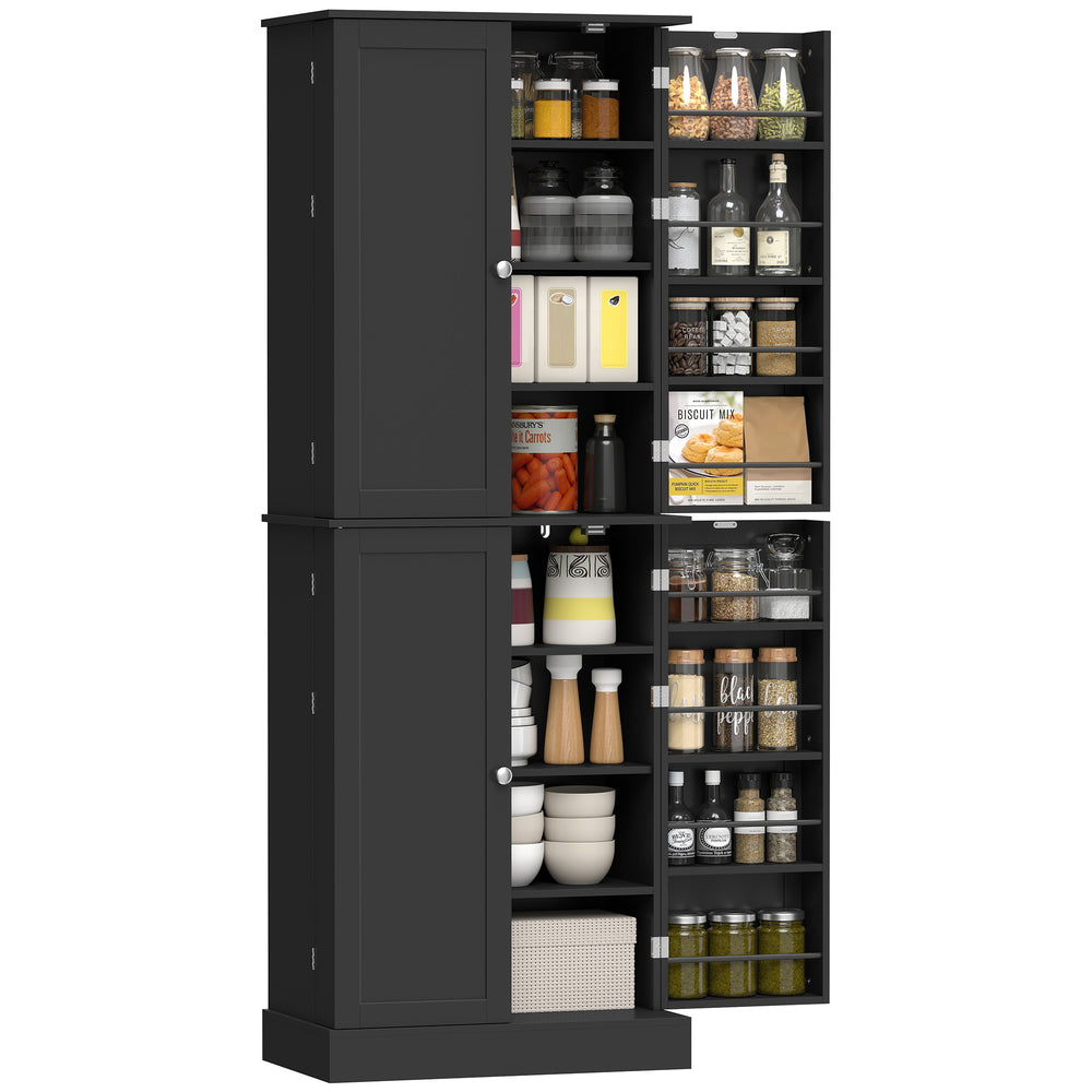 Kitchen cabinet with 4 doors and 16 shelves for dining room, black