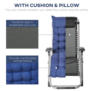 Zero gravity reclining chair with adjustable backrest, dark blue