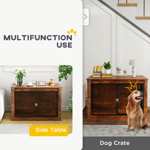 Crate with hinged lid and 2 doors, rustic brown