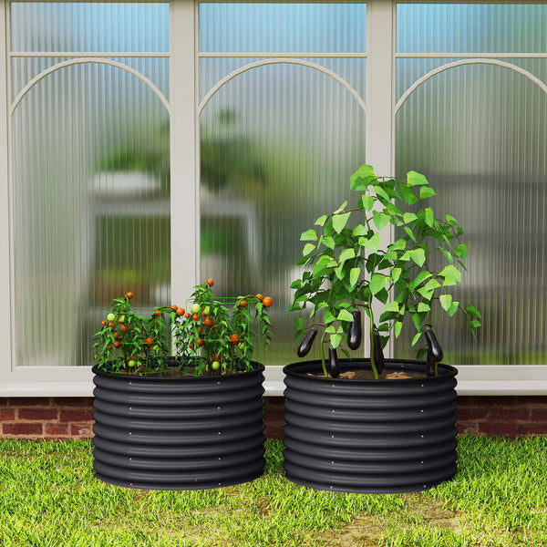 Set of 2 raised garden beds with safety edging