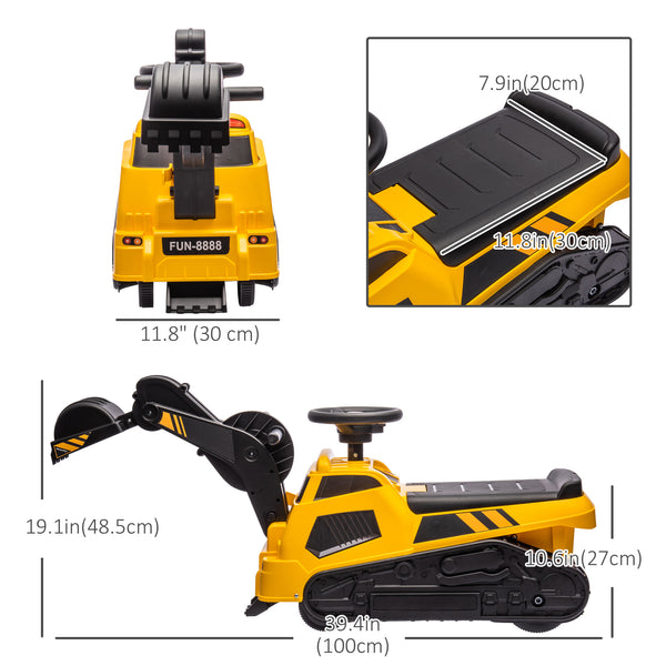 3 in 1 Excavator Bulldozer Rolling Compactor with Music, Yellow