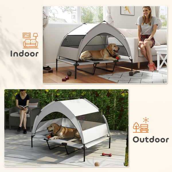 Elevated dog bed with removable canopy