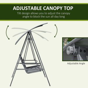2-seater swing with adjustable canopy, grey