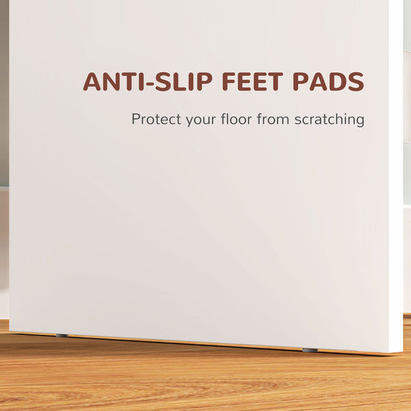 Dressing table with mirror, drawers and compartments, white