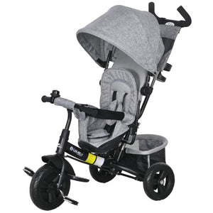 6 in 1 tricycle with parent handle, gray