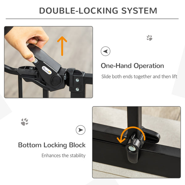Extra Wide Pressure Fit Retractable Gate with Pet Door