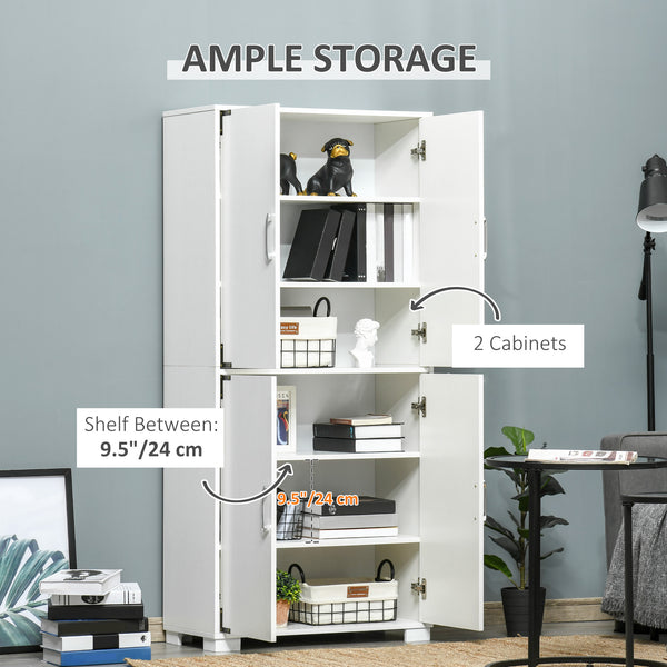 Storage unit with 4 doors and shelves, white