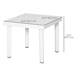 White plastic garden side table 