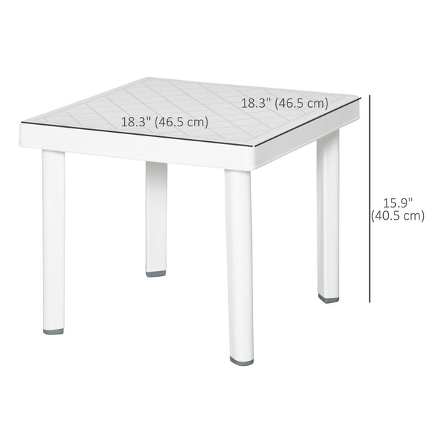 White plastic garden side table 