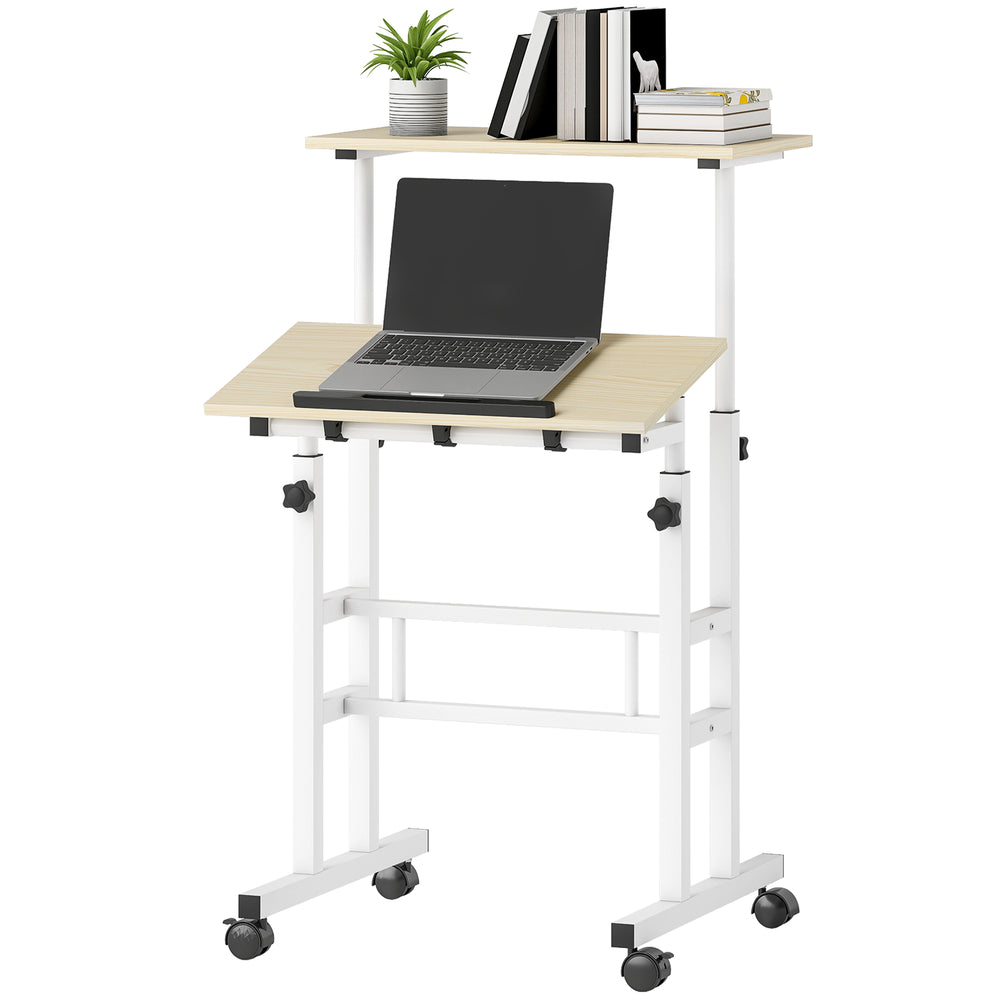 Height and tilt adjustable sit-stand desk