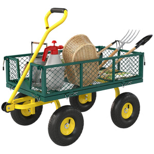 Garden cart with removable side panels, green