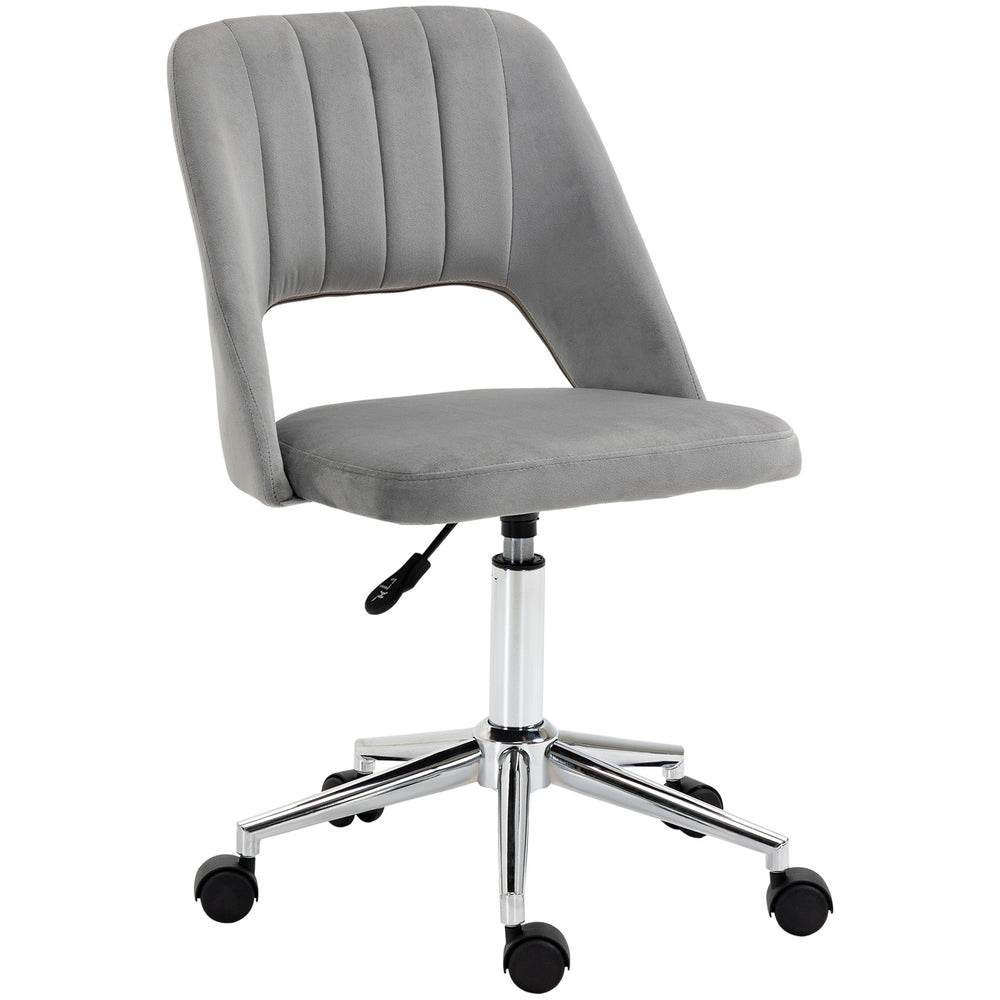 Grey velvet mid-back office chair
