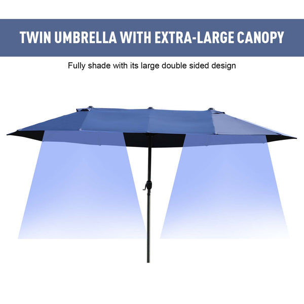 15-foot double-sided parasol, blue
