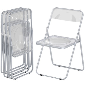 Set of 4 transparent acrylic folding chairs