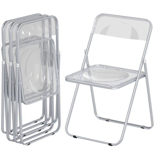 Set of 4 transparent acrylic folding chairs