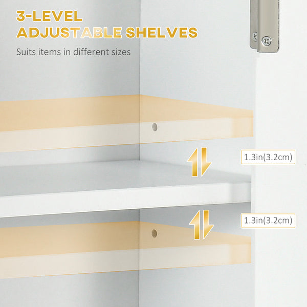 Wall-mounted bathroom cabinet with shelf, white