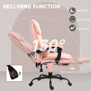 6-point vibrating massage chair with retractable footrest, pink