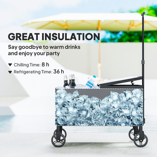 76L refrigerated trolley with wheels and adjustable handle, black