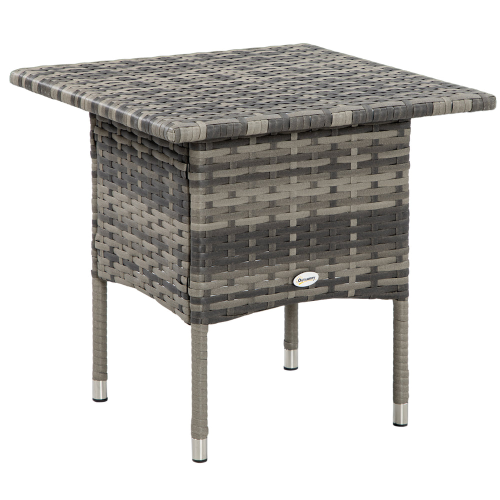 Patio coffee table in woven resin, heather grey