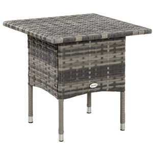Patio coffee table in woven resin, heather grey