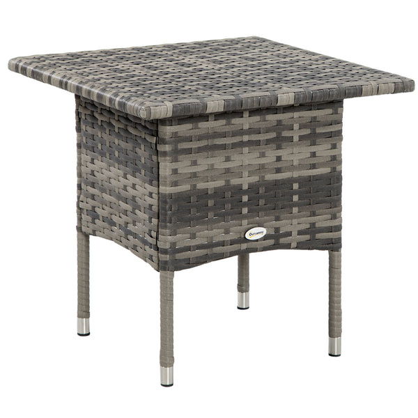Patio coffee table in woven resin, heather grey