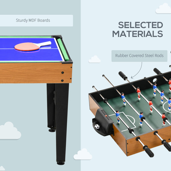 4-in-1 multifunctional game table with billiards, air hockey, table tennis and table football