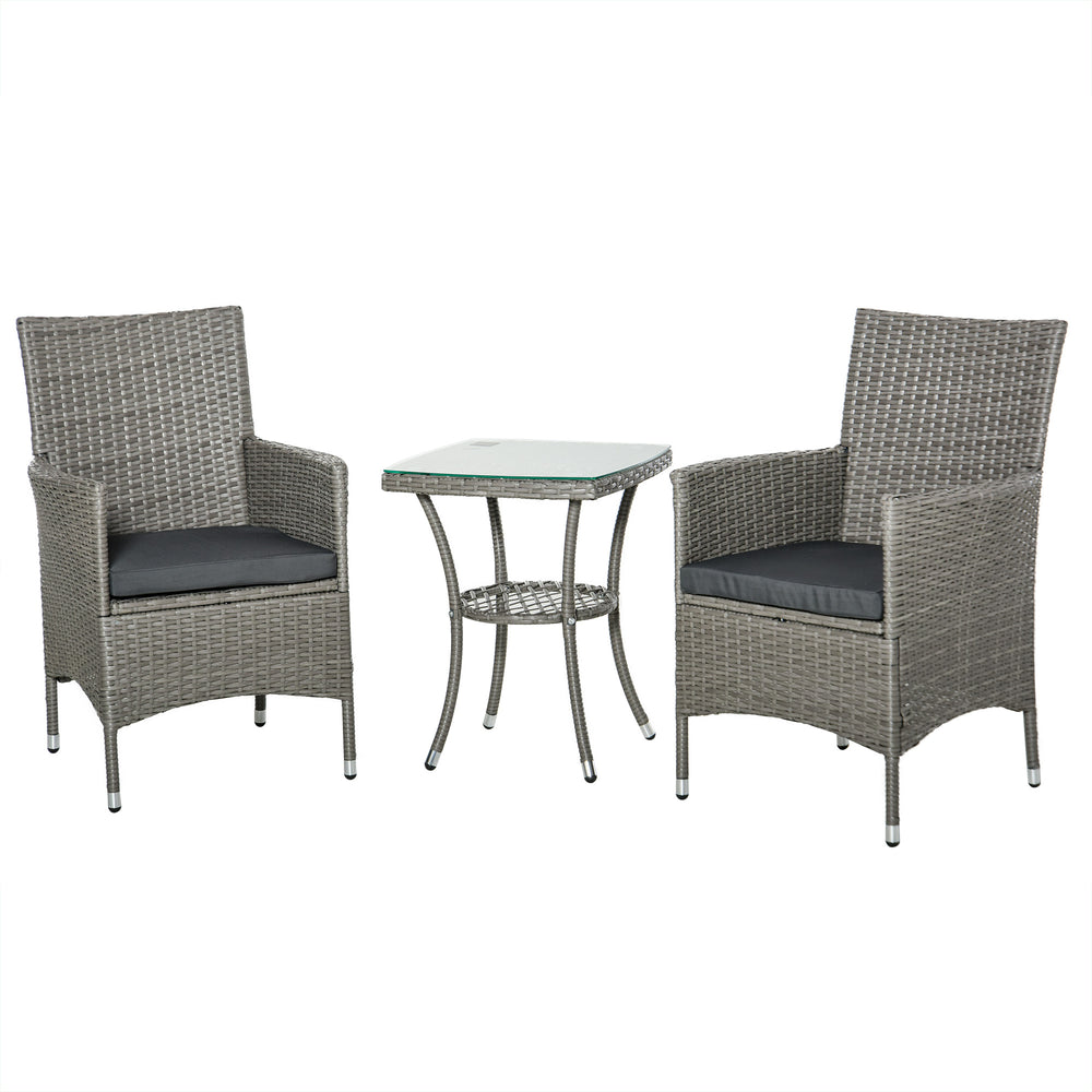 3-piece garden furniture set in woven resin, grey
